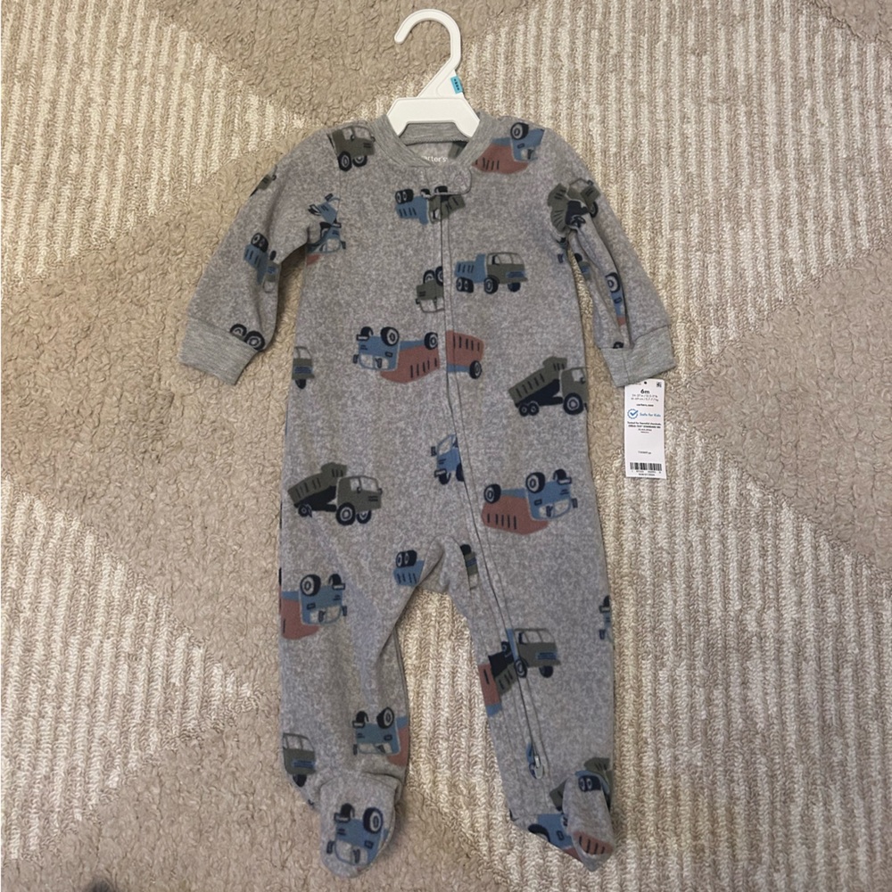 Carter's Gray One Piece with Colorful Vehicle Print